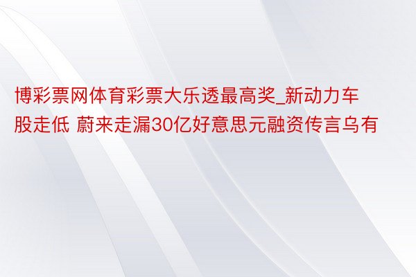 博彩票网体育彩票大乐透最高奖_新动力车股走低 蔚来走漏30亿好意思元融资传言乌有